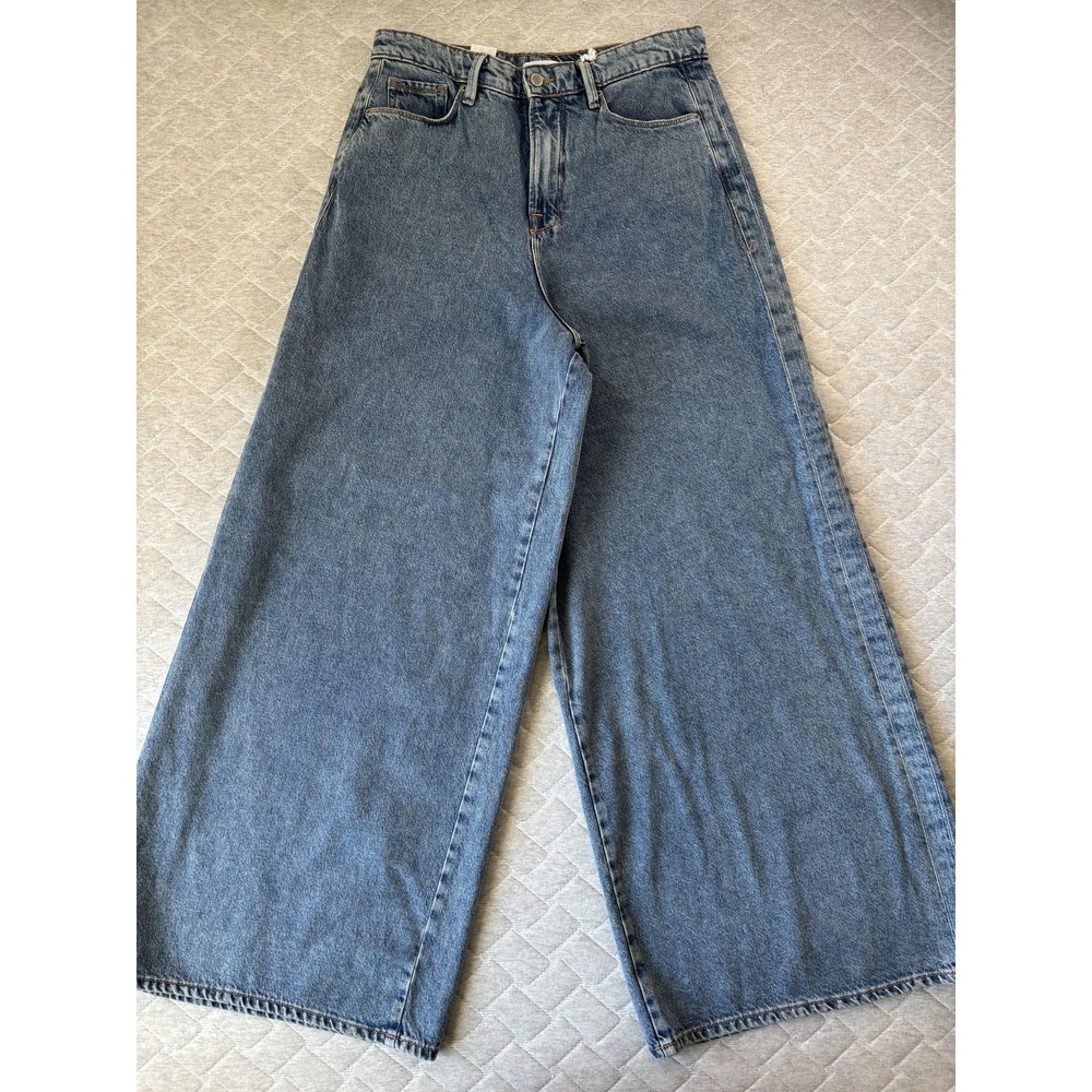 Good American Jeans Womens 6/28 Blue High Rise Paneled Wide Leg Denim Baggy - Picture 4 of 10
